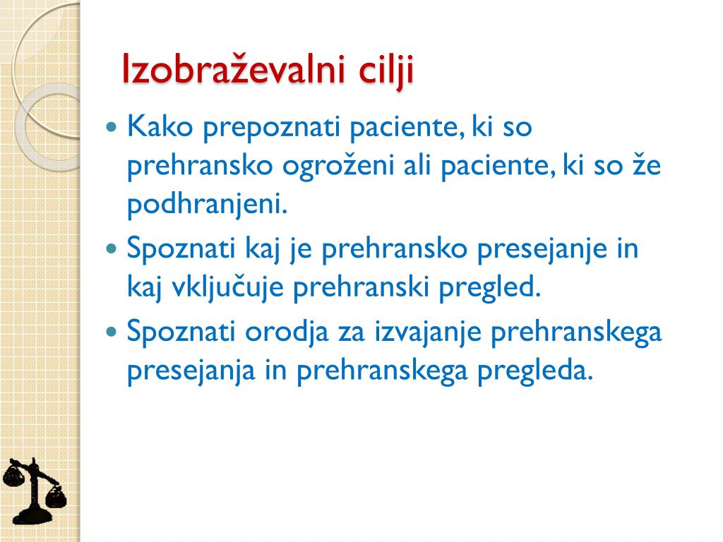PPT - LLL – Prehranski pregled in prehransko presejanje Ljubljana, 27. 9.  2008 Denis Mlakar Mastnak PowerPoint Presentation - ID:7002737
