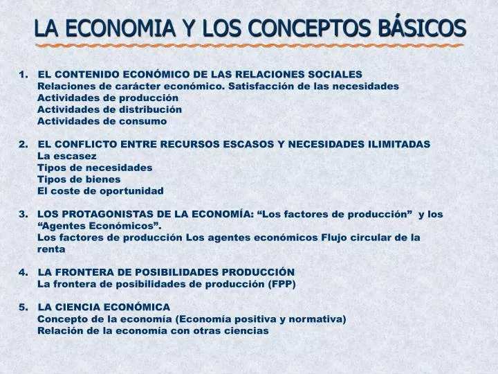 PPT LA ECONOMIA Y LOS CONCEPTOS BÁSICOS PowerPoint