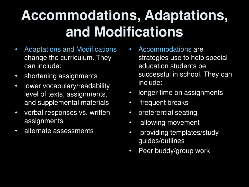 Assessment Modifications For Special Needs Students : Documenting Iep