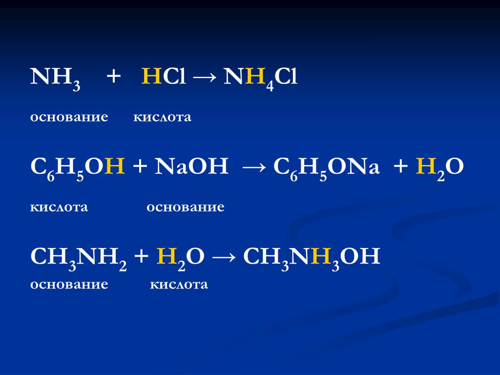 P основания h. Nh4cl+NAOH Тип реакции.