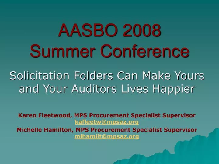 PPT AASBO 2008 Summer Conference PowerPoint Presentation, free