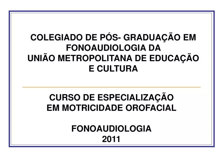 curso de especializa o em motricidade orofacial fonoaudiologia 2011 n.