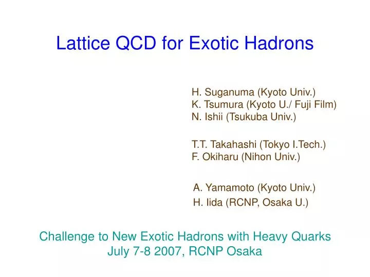 lattice qcd for exotic hadrons n.