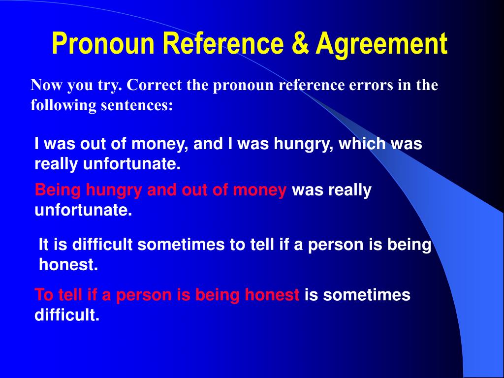 Pronoun Reference Error Worksheet