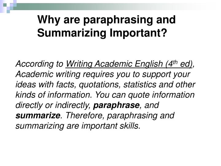 importance of paraphrasing and summarizing in my life