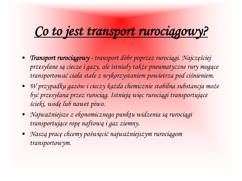 Transport Przesyłowy Wady I Zalety PPT - Transport przesyłowy PowerPoint Presentation, free download - ID