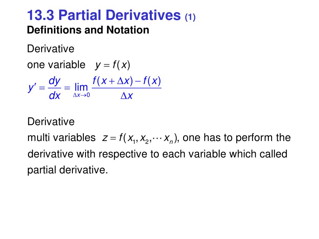 PPT - Multivariable Functions of Several Their Derivatives PowerPoint ...