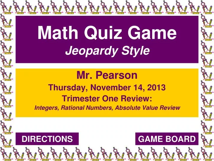 PPT - Math Quiz Game Jeopardy Style PowerPoint Presentation, free