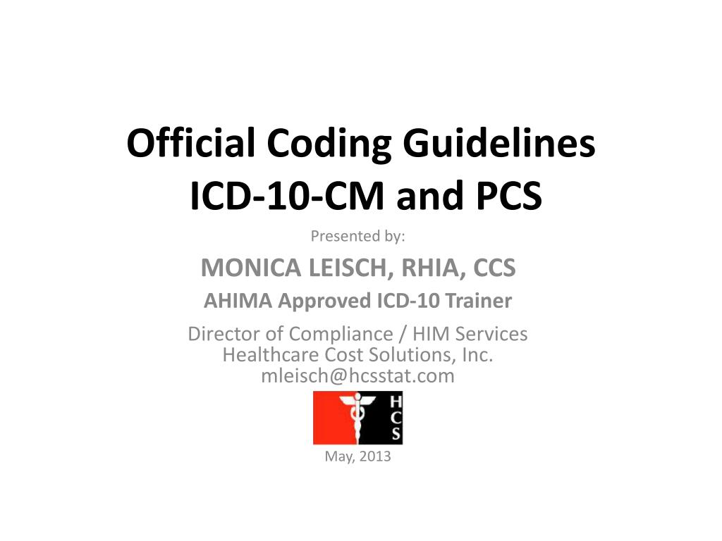 Ppt Official Coding Guidelines Icd 10 Cm And Pcs Powerpoint