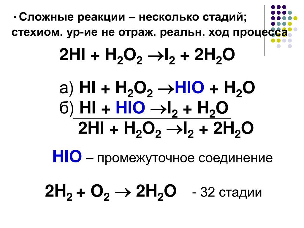 H2o f2 реакция. Пример сложной реакции. Hi h2o2. Простые и сложные реакции примеры. H2o2 химические реакции.