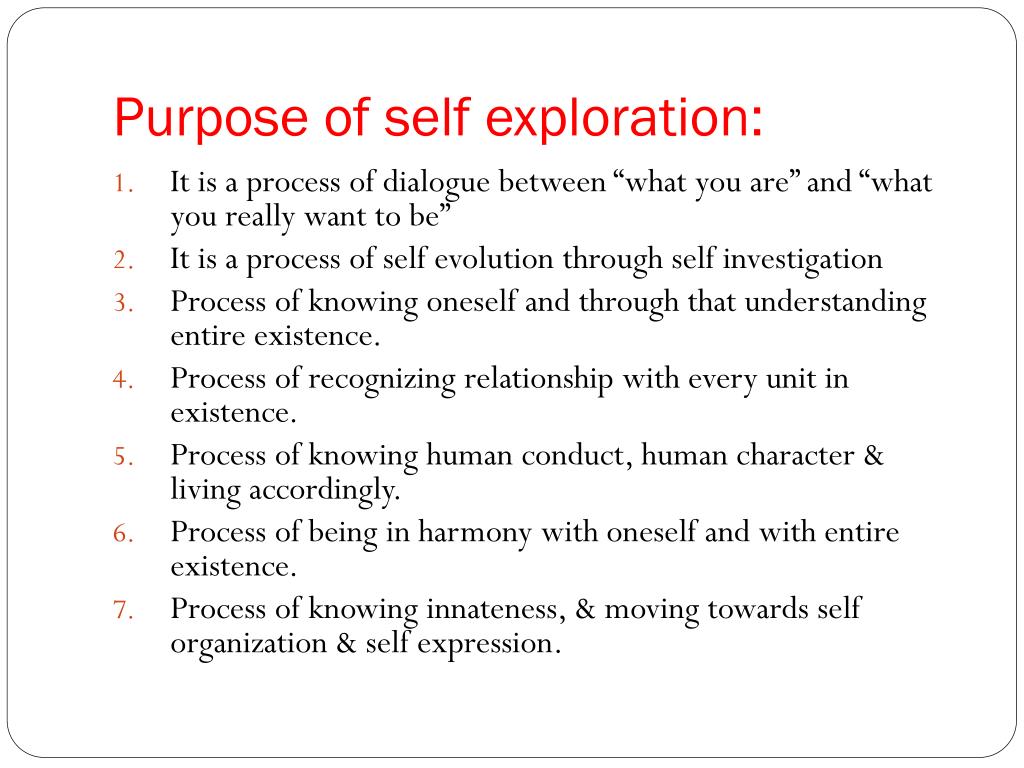 case study on self exploration