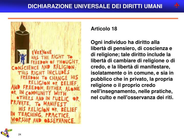 Articolo 18 Della Dichiarazione Universale Dei Diritti Umani