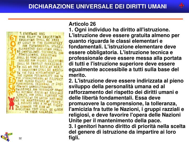 Art 26 Dichiarazione Universale Dei Diritti Umani