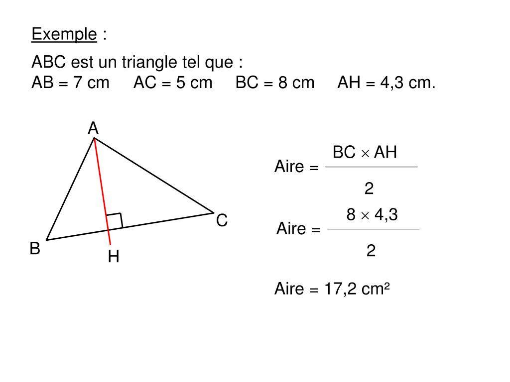Aire D un Triangle Equilateral PPT - TRIANGLE Hauteurs dans un triangle Aire d'un triangle PowerPoint  Presentation - ID:7023280