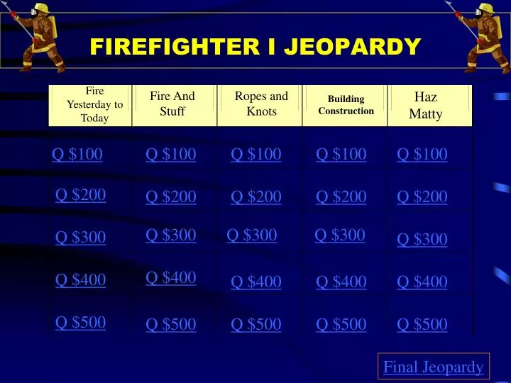 PPT FIREFIGHTER I JEOPARDY PowerPoint Presentation, free download