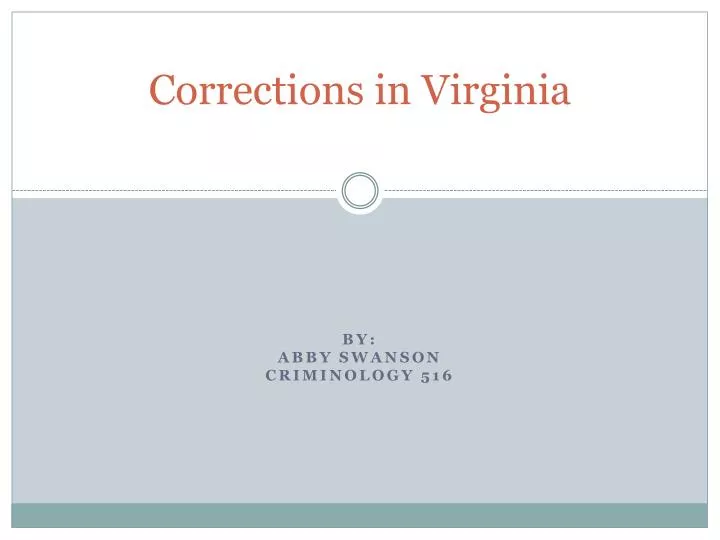 PPT - Corrections in Virginia PowerPoint Presentation, free download ...