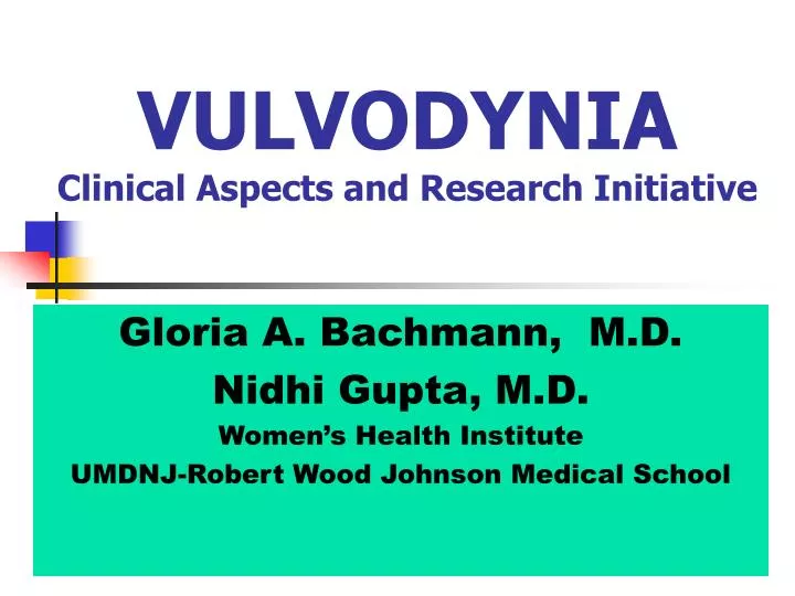 vulvodynia clinical aspects and research initiative n.