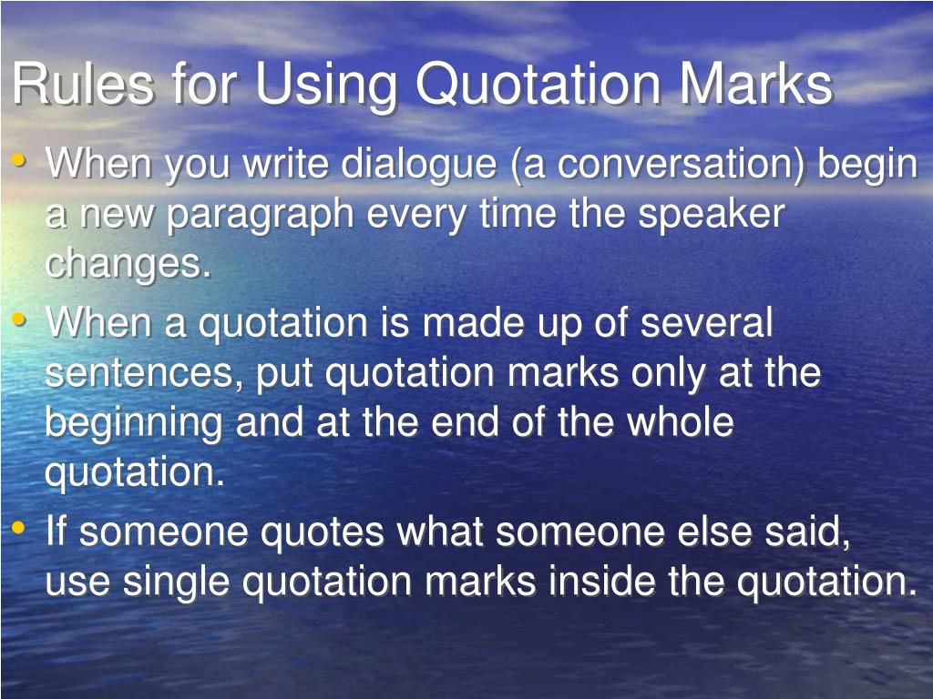 PPT - Using Quotation Marks Correctly PowerPoint Presentation, free ...