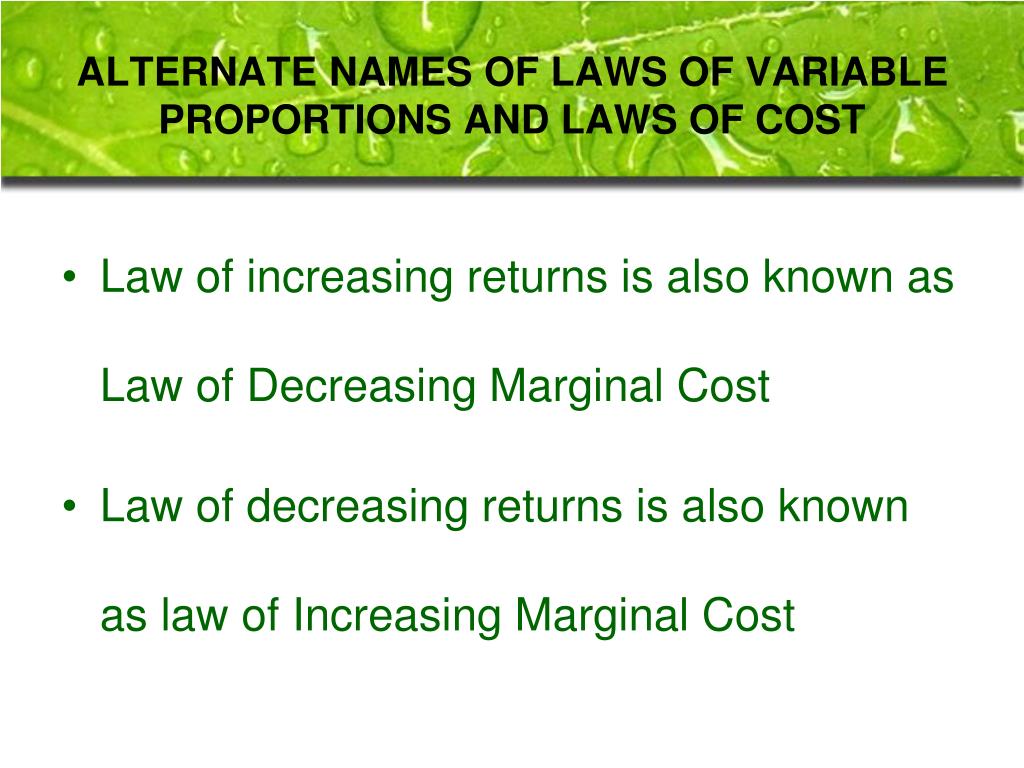 law of variable proportions definition