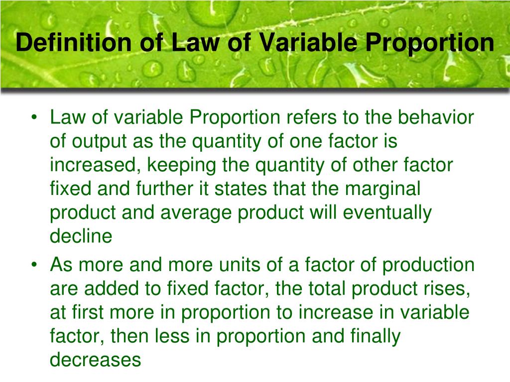 assignment on law of variable proportion