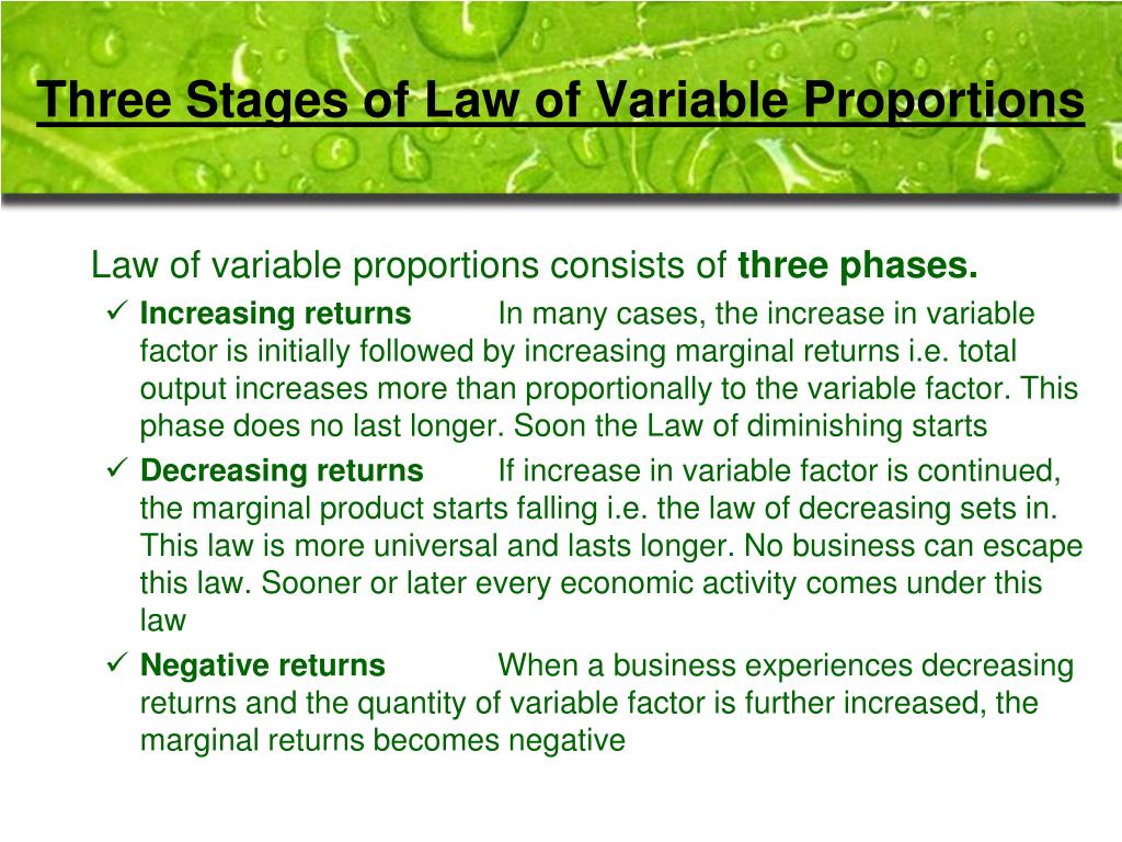 law of variable proportion assignment pdf