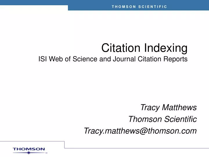 citation indexing isi web of science and journal citation reports n.