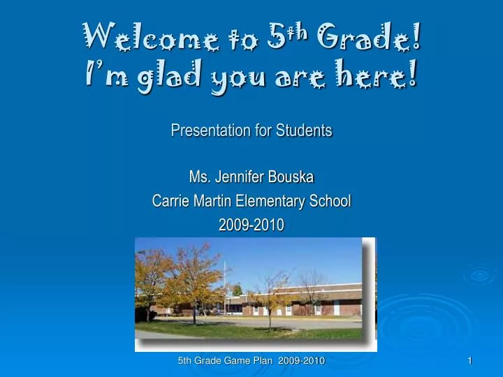 welcome to 5 th grade i m glad you are here presentation for students n.
