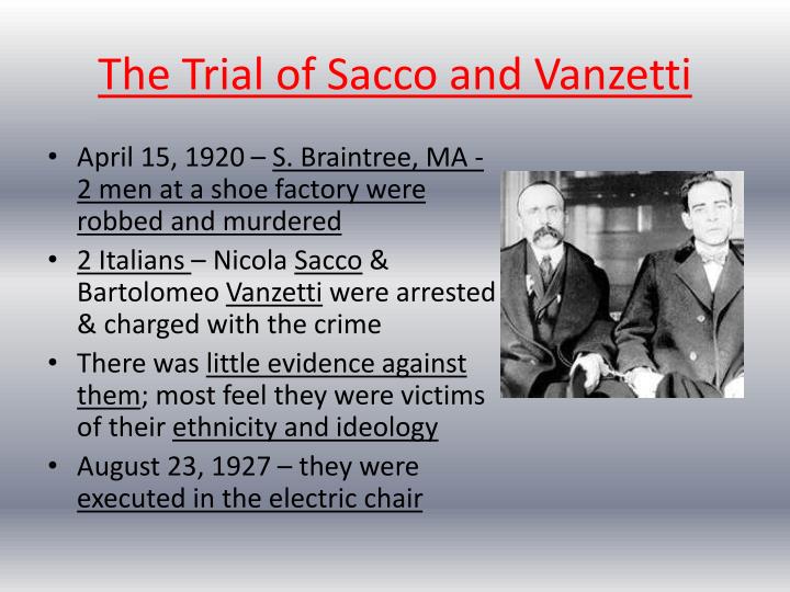 an analysis of the sacco and vanetti case in massauchusetts The sacco & vanzetti trial: links professor mcclymer's collection of materials (assumption college) (collection includes ben shahn posters, atlantic monthly account of vanzetti's last statement, and edna st vincent millay's poem, justice denied in massachusetts). an analysis of the sacco and vanetti case in massauchusetts The sacco & vanzetti trial: links professor mcclymer's collection of materials (assumption college) (collection includes ben shahn posters, atlantic monthly account of vanzetti's last statement, and edna st vincent millay's poem, justice denied in massachusetts).