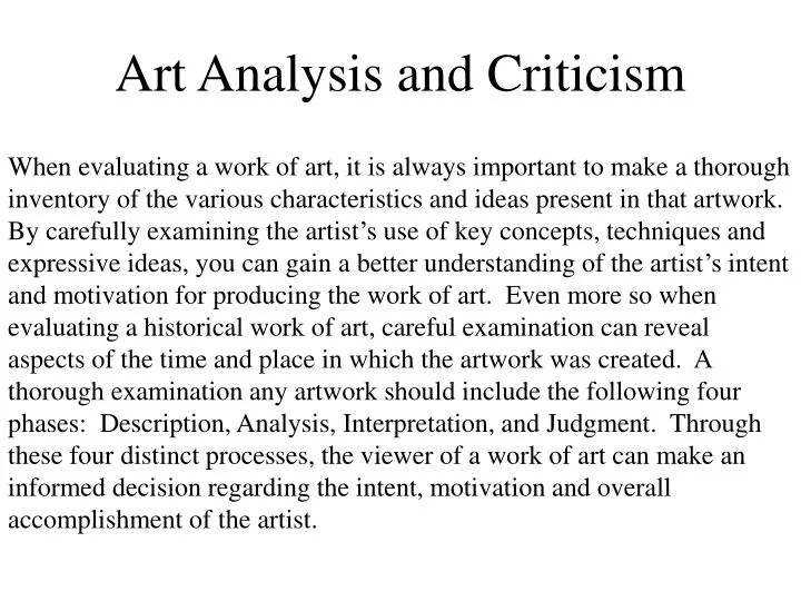 visual art analysis Looking at art: seeing questions note: you might want to print this page out to use as you look at the artworks the following questions were supplied by prof craig roland of the university of florida, gainesville. visual art analysis Looking at art: seeing questions note: you might want to print this page out to use as you look at the artworks the following questions were supplied by prof craig roland of the university of florida, gainesville.