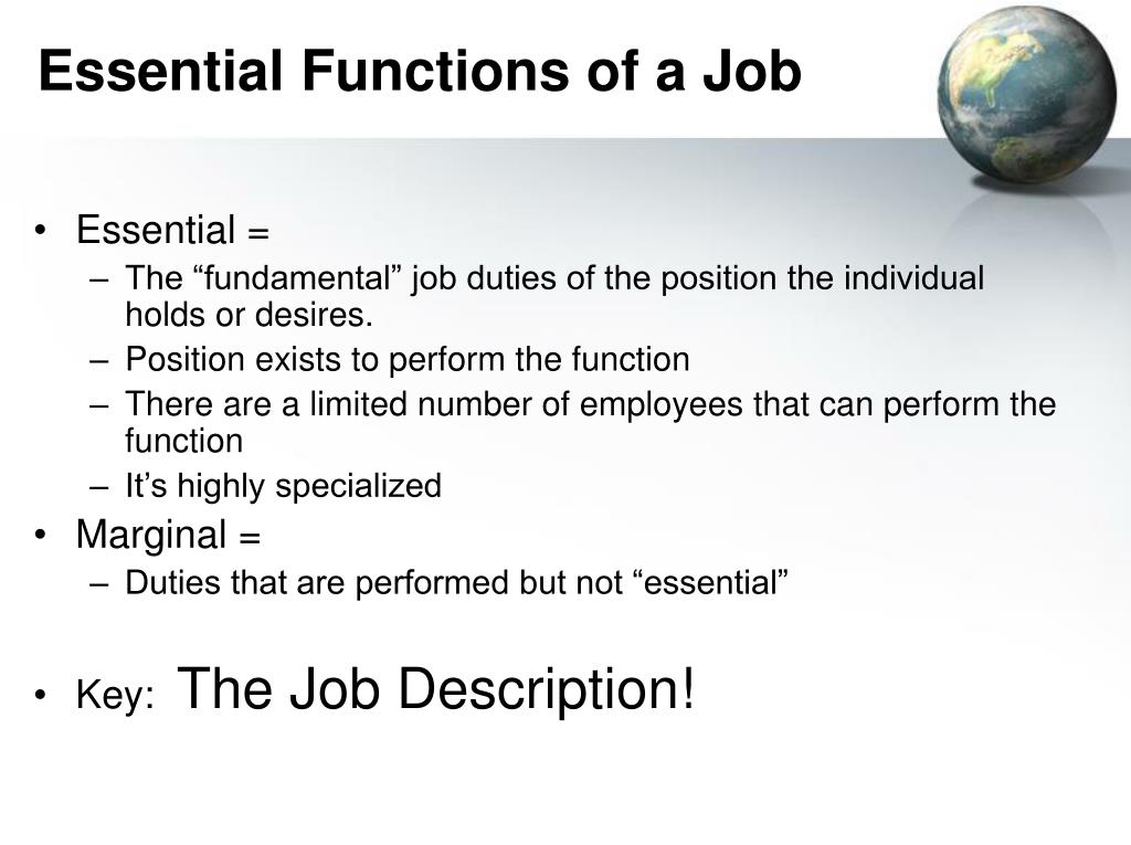 What are non essential functions of a job