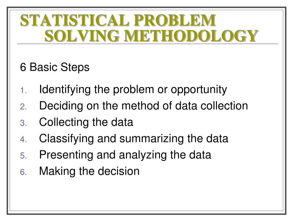 statistical problem solving techniques