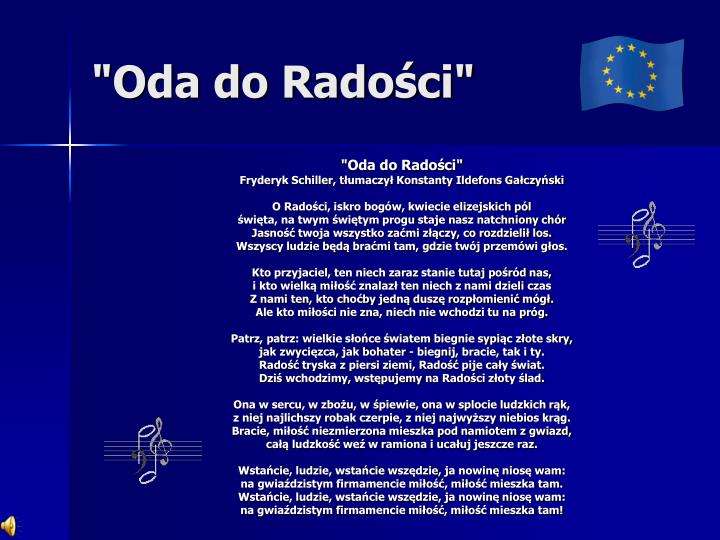 Oda Do Radości Tekst Po Polsku PPT - Kompendium wiedzy o PowerPoint Presentation - ID:7034399