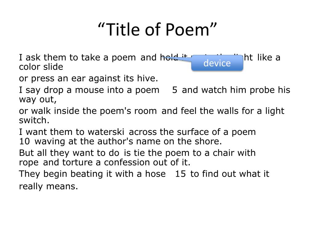 title of poem in essay
