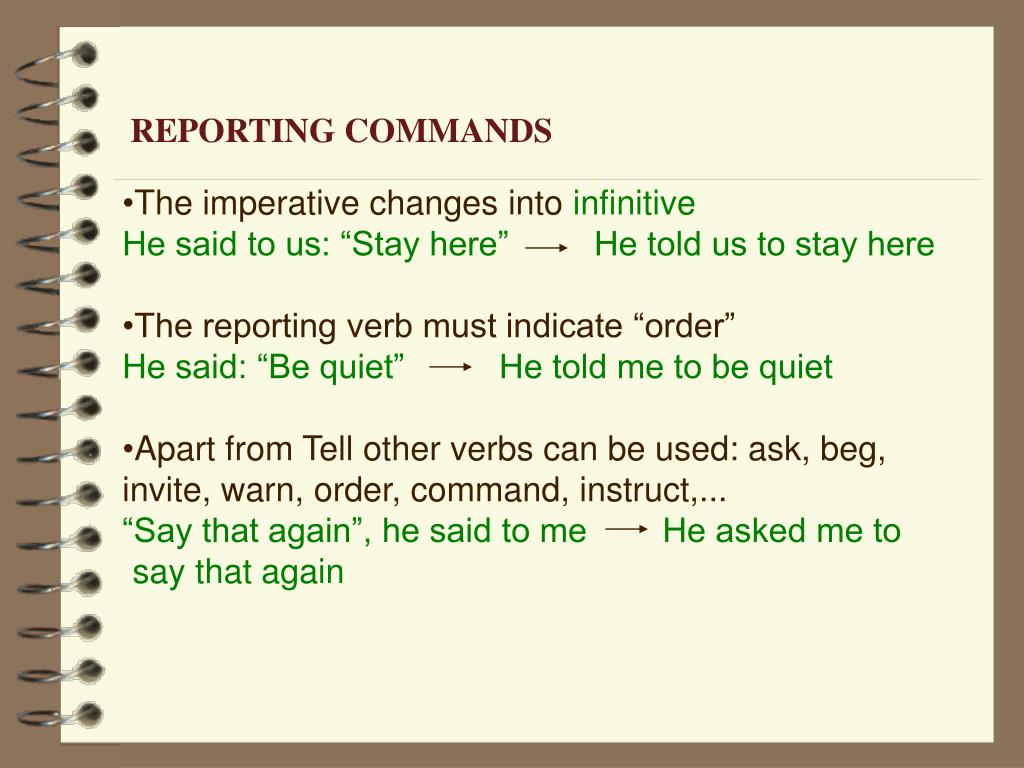 Reported speech commands