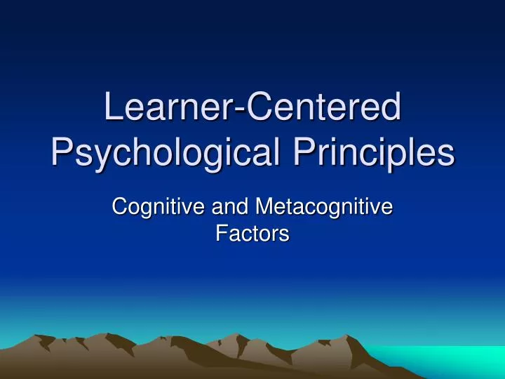 learner centered psychological principles n.