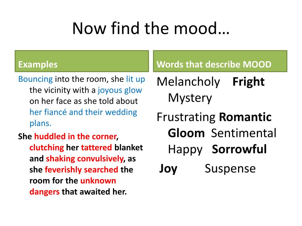 examples of mood synonym for freaky