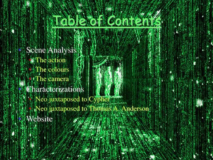 table of contents n.