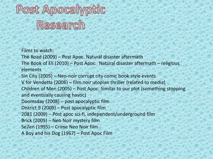 PPT Post Apocalyptic Research PowerPoint Presentation, free download