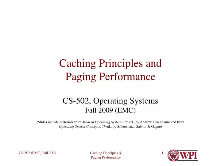 caching principles and paging performance n.
