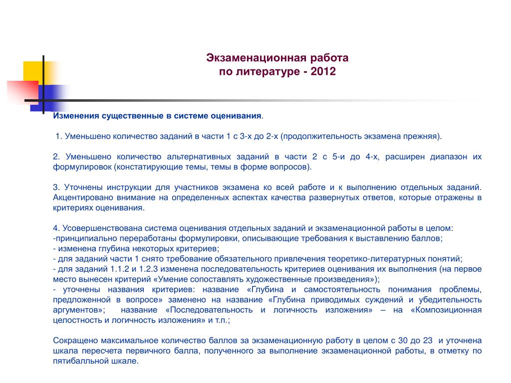 Количество заданий в экзаменационной работе. Итоговая аттестация в Кировской области. 442 от 04.05 2012 с изменениями