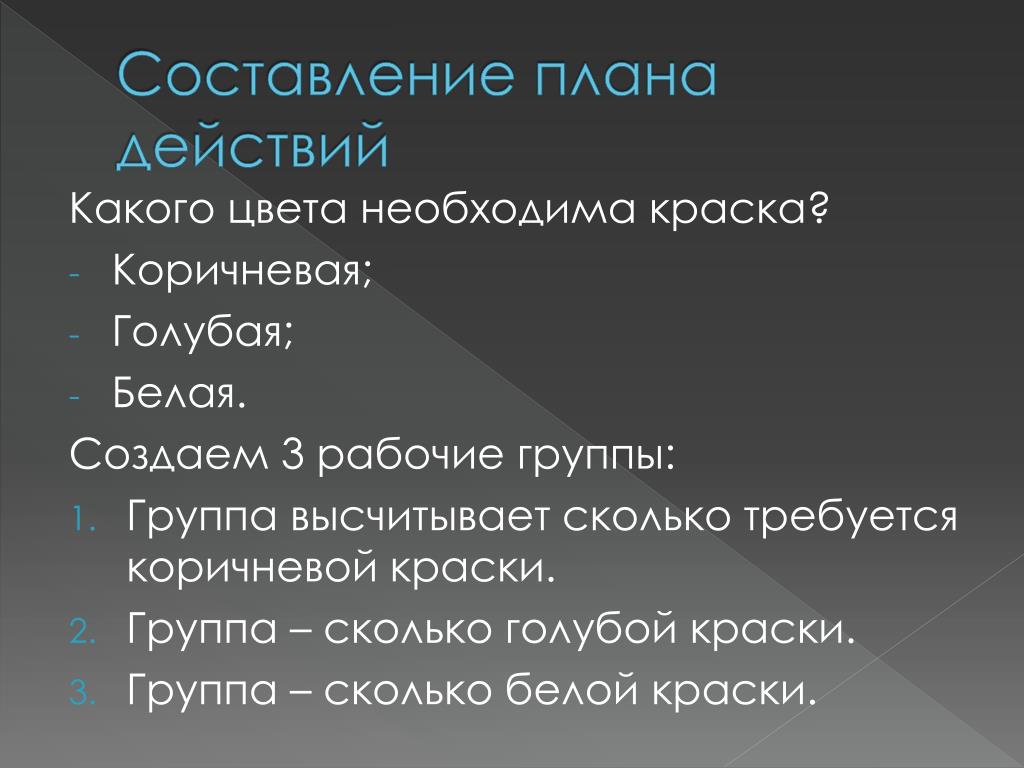 Составить план действий