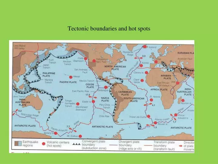 tectonic boundaries and hot spots n.