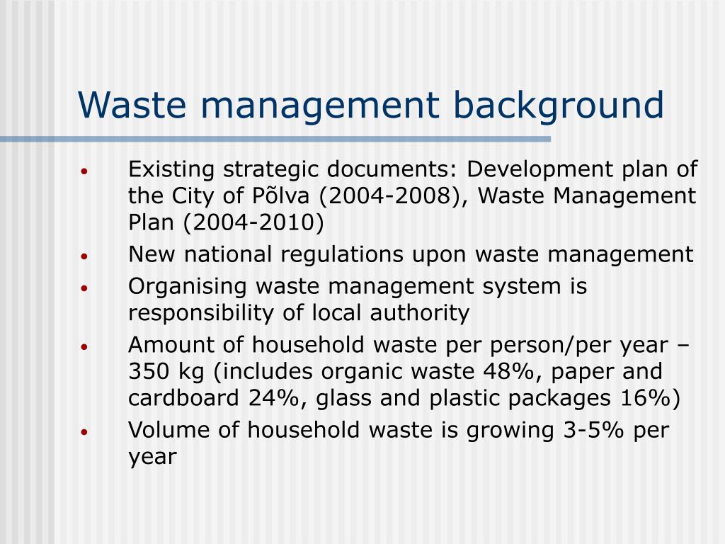PPT - Waste management background PowerPoint Presentation, free download -  ID:7045187