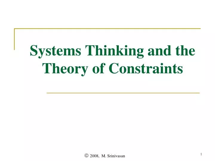 systems thinking and the theory of constraints n.