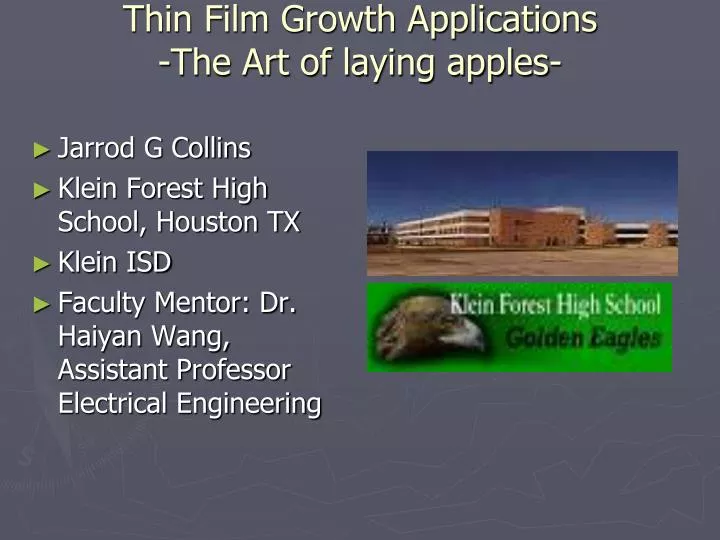 thin film growth applications the art of laying apples n.