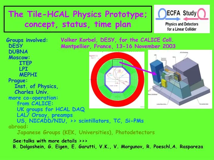 the tile hcal physics prototype concept status time plan n.