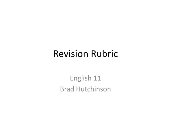 revision rubric n.