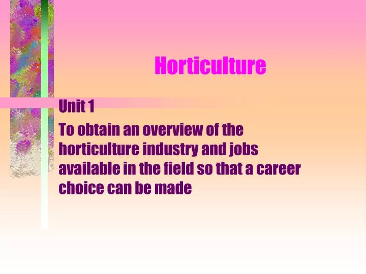 horticulture n.