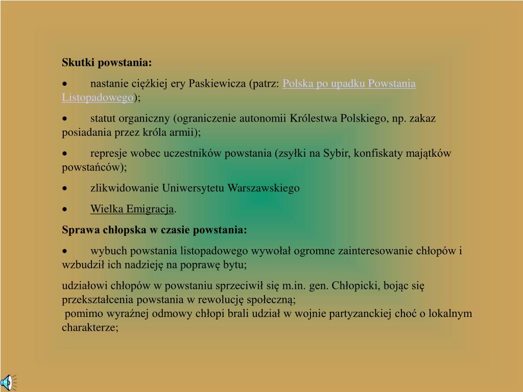 Przyczyny I Skutki Powstania Listopadowego PPT - POWSTANIE LISTOPADOWE 1830-1831 PowerPoint Presentation, free