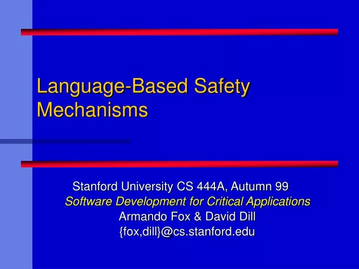 language based safety mechanisms n.